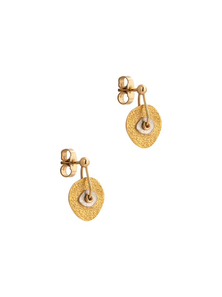0.10ct diamond slice and yellow gold sequin earrings