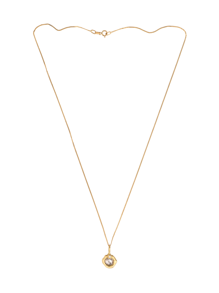 1ct rose cut diamond pendant necklace in yellow gold