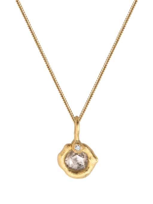 1ct rose cut diamond pendant necklace in yellow gold photo