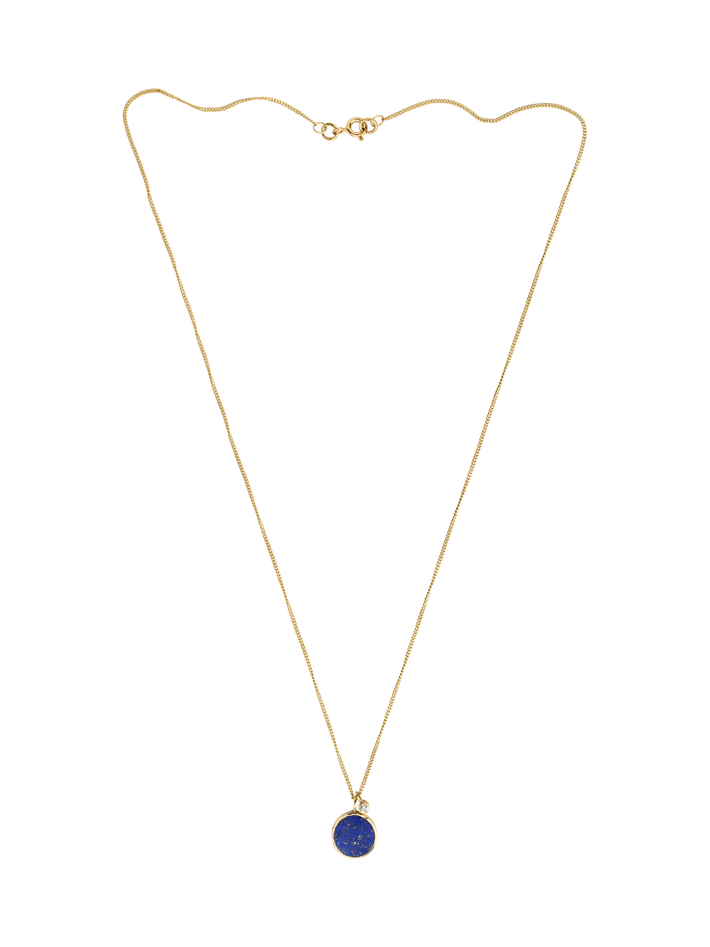 Small stellar blue necklace with diamond charm 