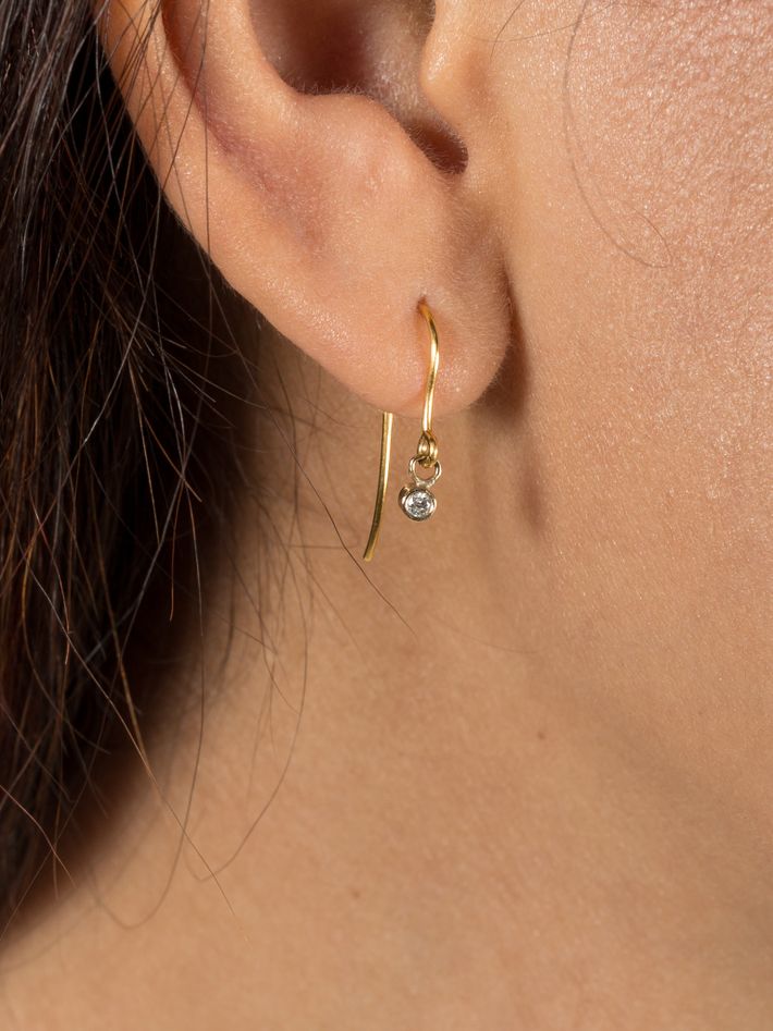 Diamond charm hook earrings 