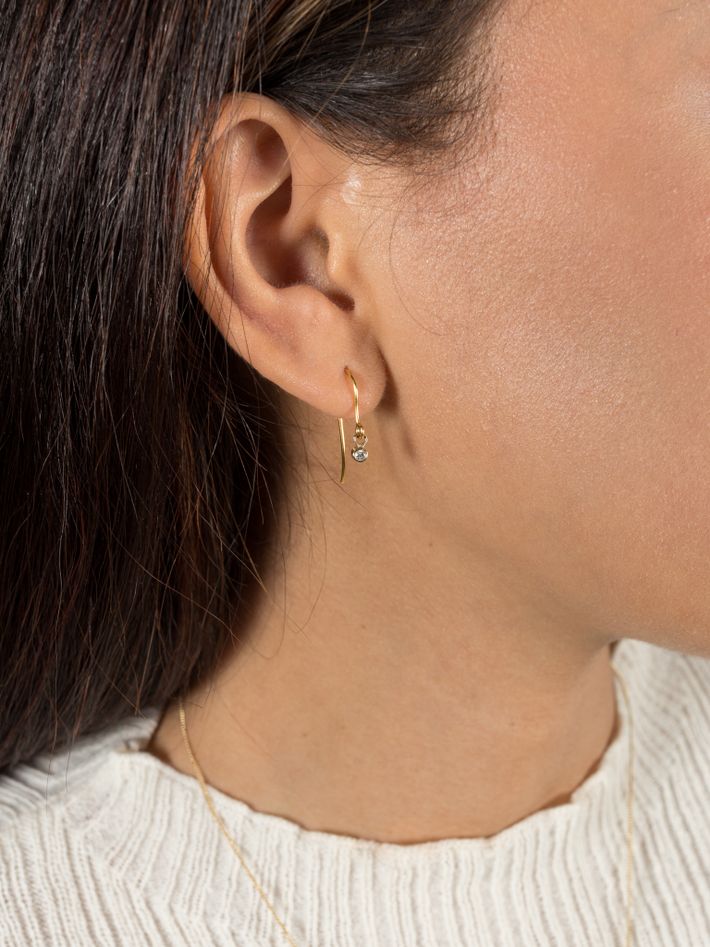 Diamond charm hook earrings 