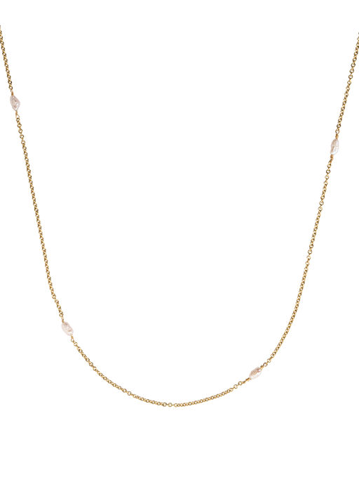 Gold and rice pearl chain necklace photo
