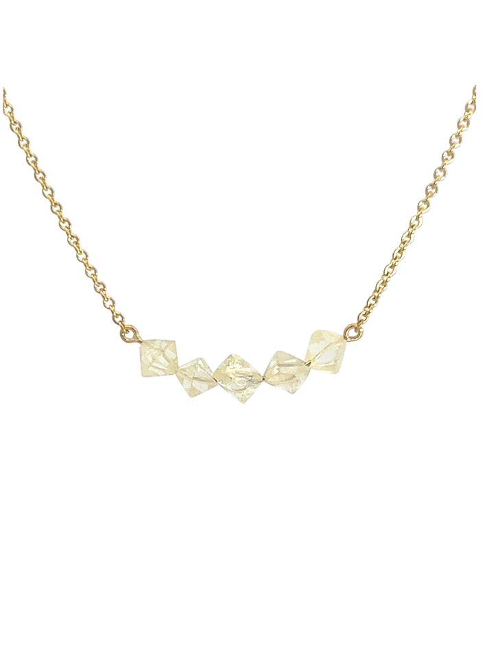 Yellow raw diamond necklace 5 pieces