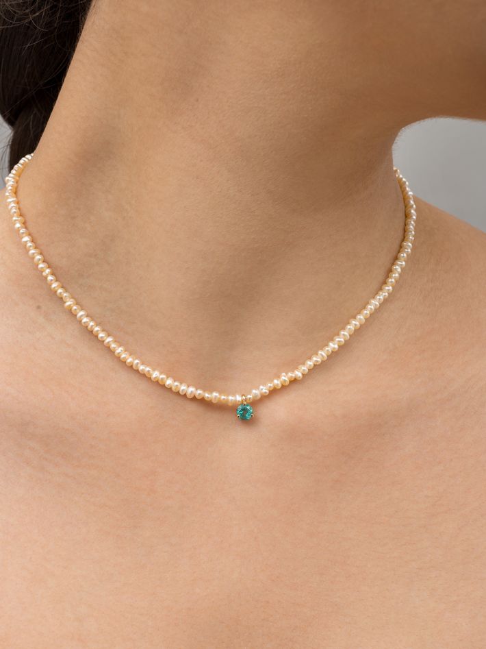 Pacific apatite necklace white pearls