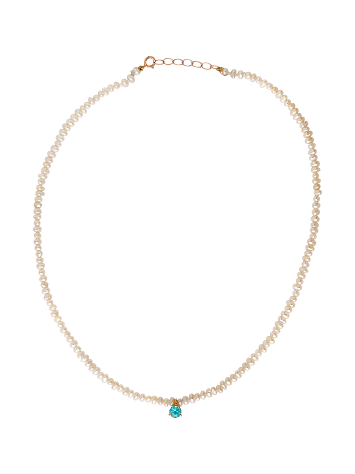 Pacific apatite necklace white pearls