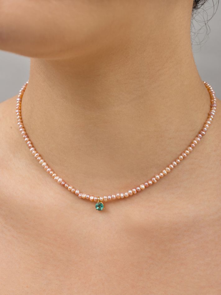 Pacific apatite necklace pink pearls