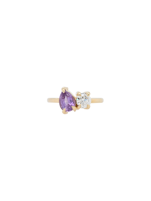  Gemma pear purple sapphire and diamond ring photo