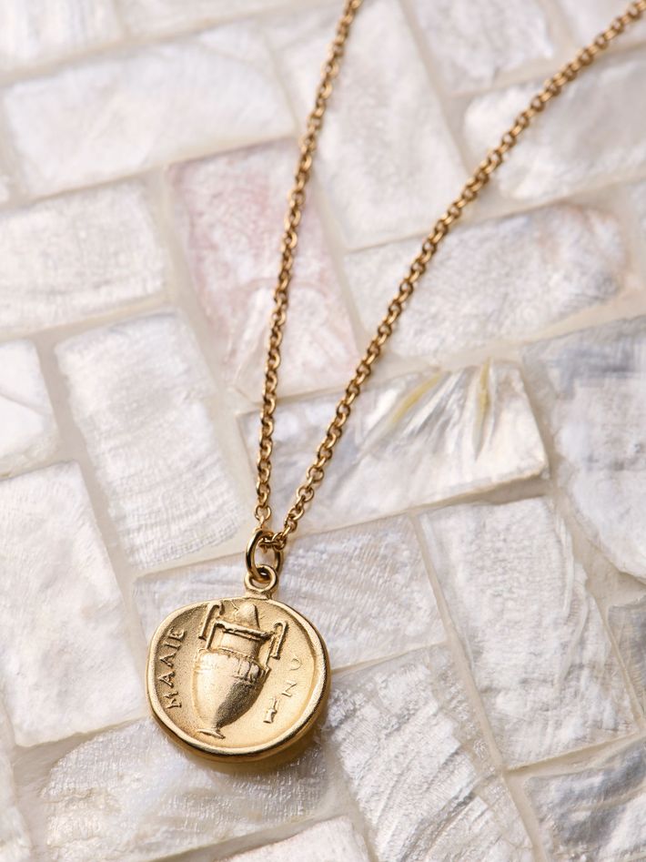 Roman coin pendant necklace by Valerie Madison Finematter