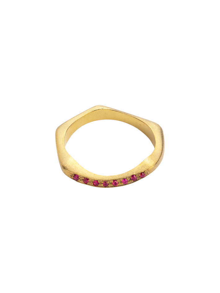 Pebbles thin vermeil ring with rubies