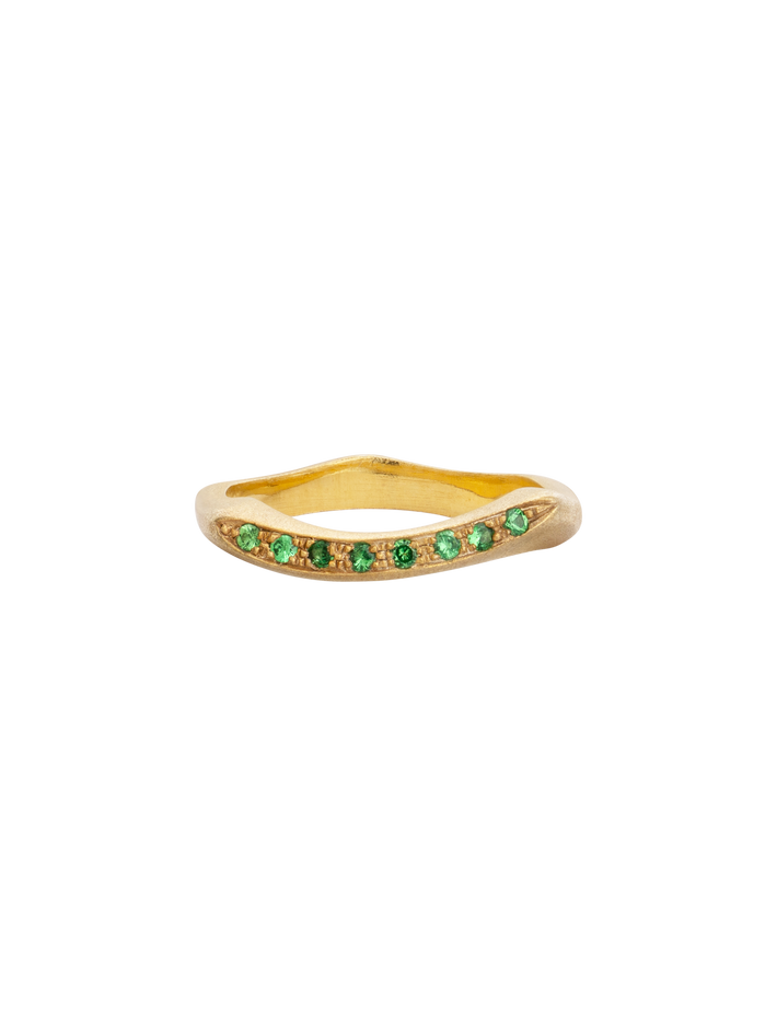 Pebbles thin vermeil ring with green tsavorite