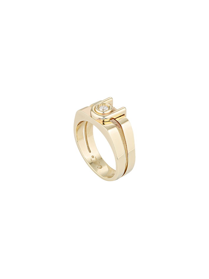 Ziggy open signet ring - yellow & white gold