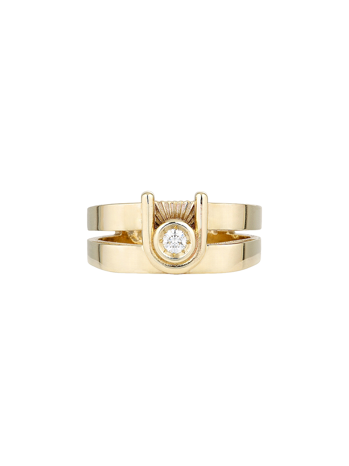 Ziggy open signet ring - yellow & white gold