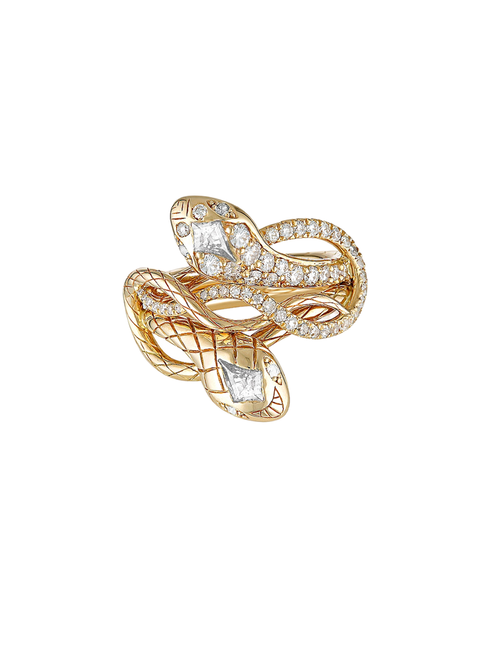 Serpentine white sapphire ring