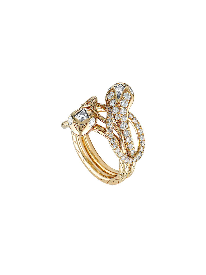 Serpentine white sapphire ring