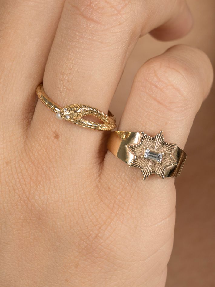 Stardust ring - white & yellow gold 