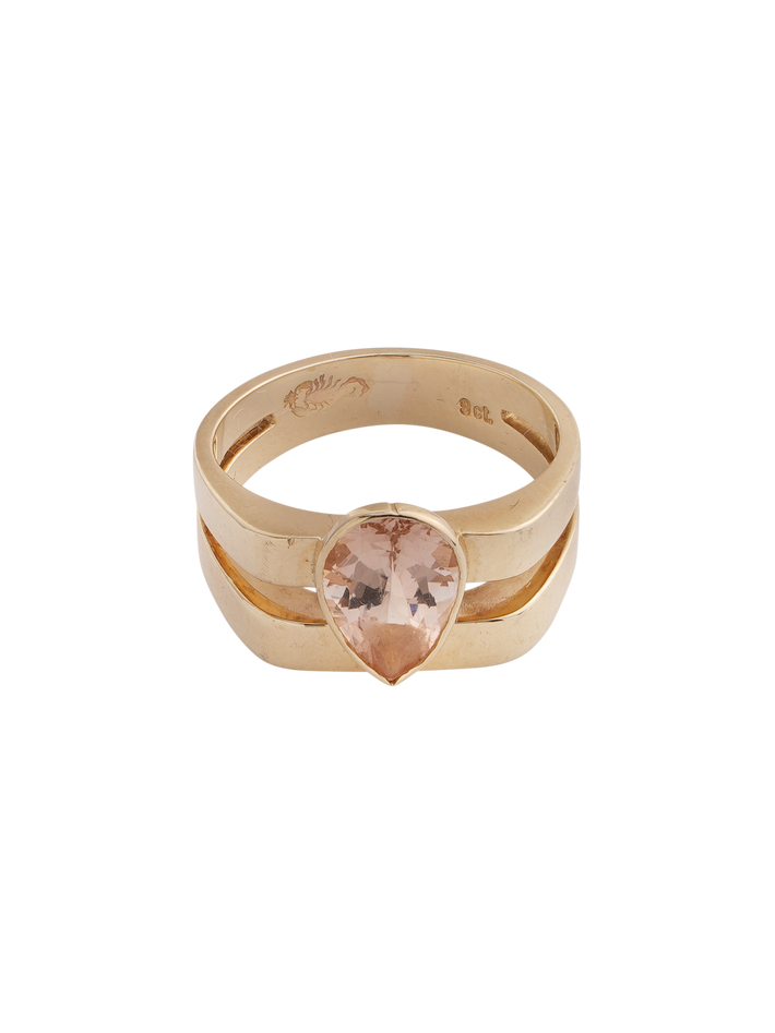 Pear pink sapphire ziggy ring