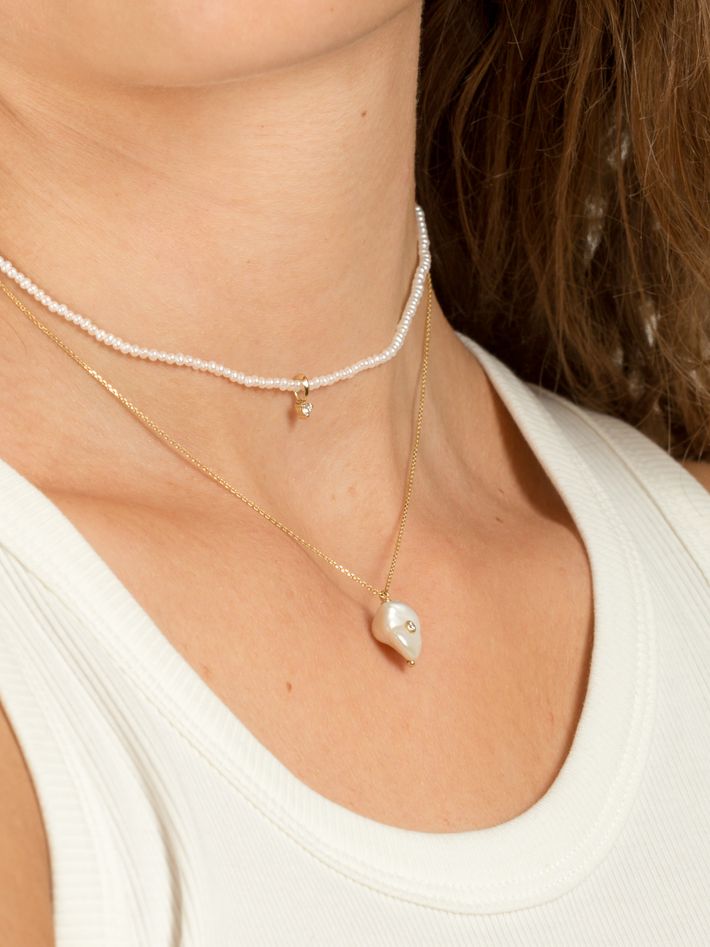 Diamond moreau pearl necklace