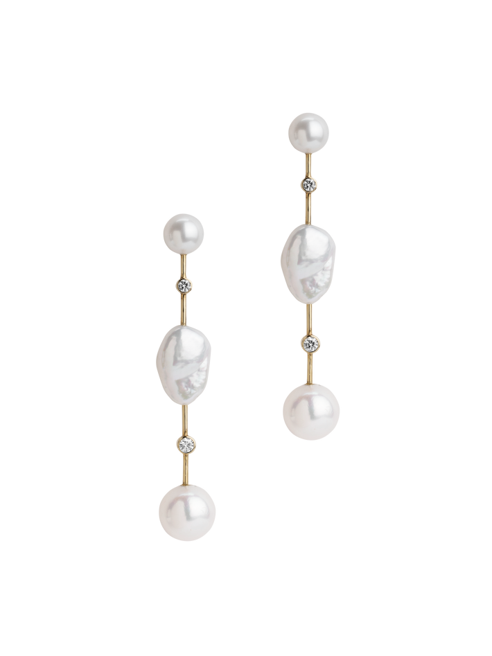Round cloudbar diamond earrings