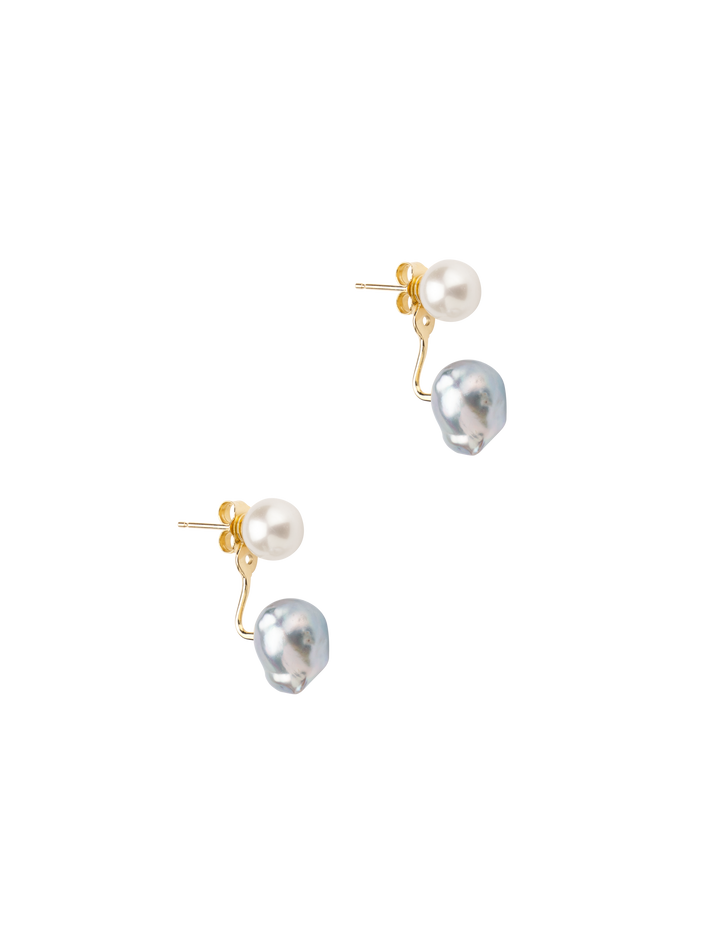 Mixed pearl ear jacket earrings
