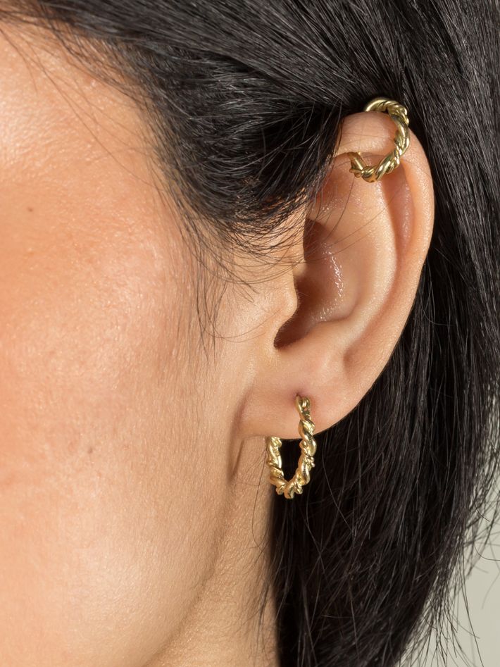 18ct Gold braided creole hoop earrings
