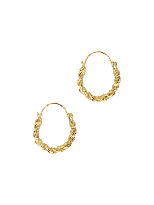 18ct Gold braided creole hoop earrings photo