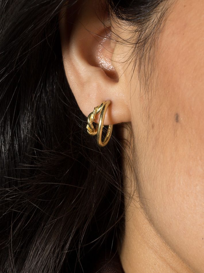 18ct Gold braided duo hoop earrings