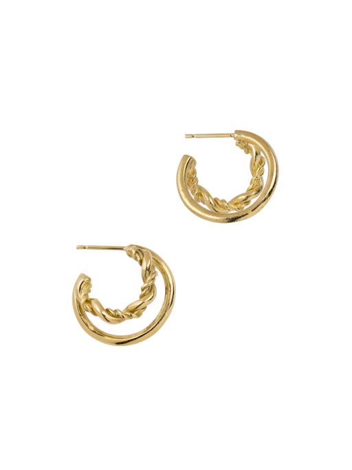 18ct Gold braided duo hoop earrings photo