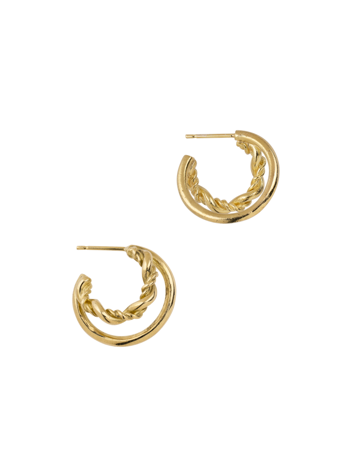 18ct Gold braided duo hoop earrings