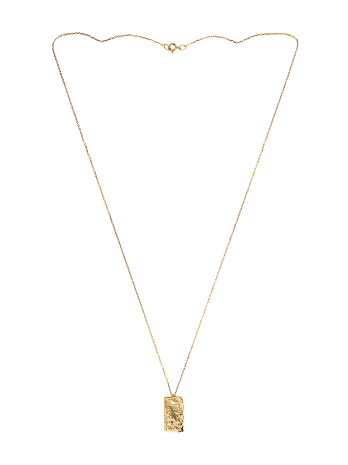 9ct Gold raw rectangle pendant necklace