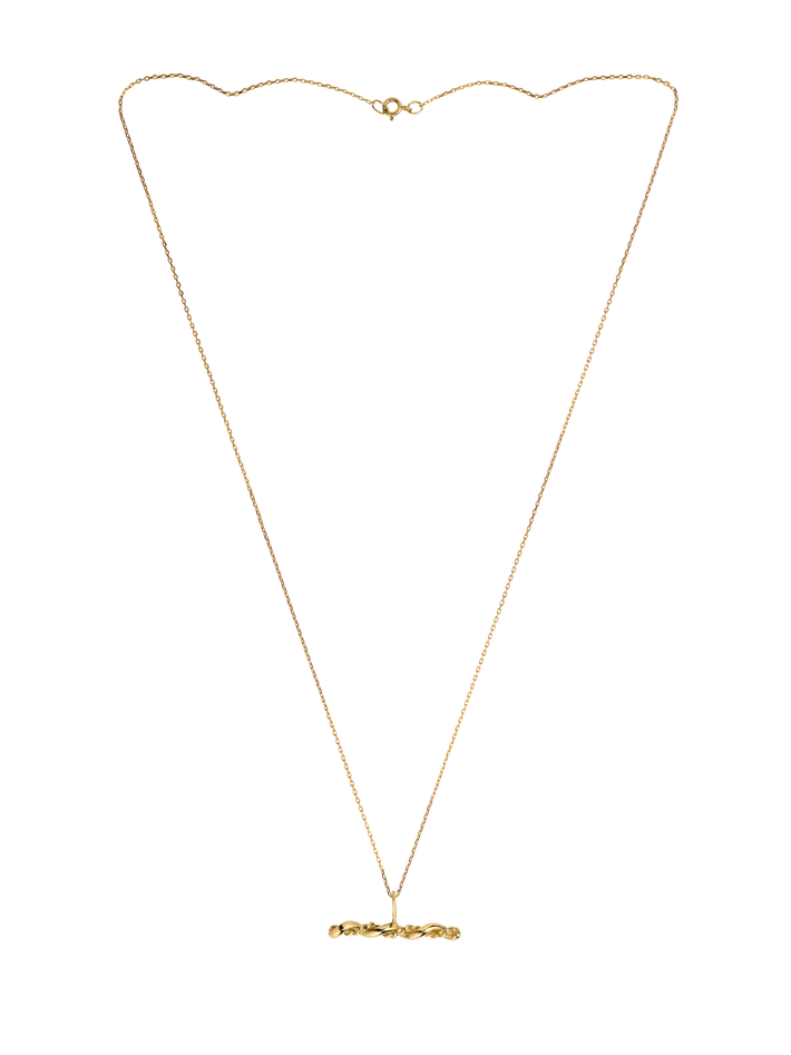 18ct Gold braided bar pendant necklace