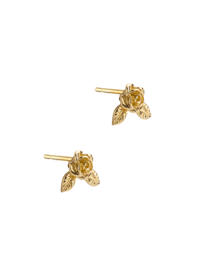 9ct Gold roses are red stud earrings