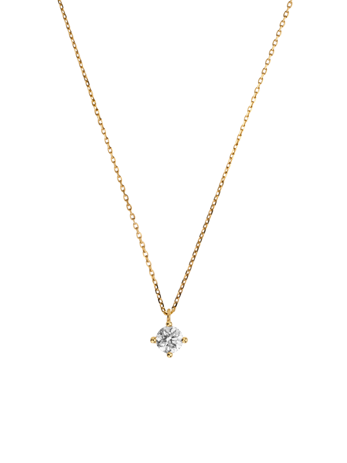 Gold solitaire lab grown diamond necklace