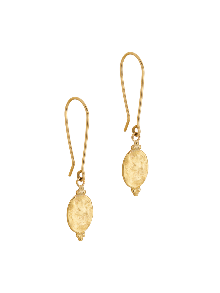9ct gold ornate oval hook earrings