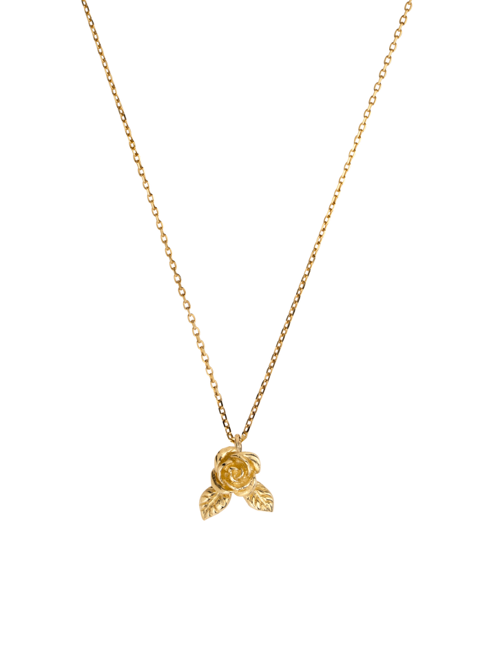 9ct Gold roses are red pendant necklace