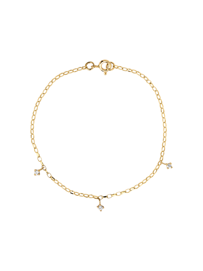 Gold delicate lab grown diamond drop bracelet
