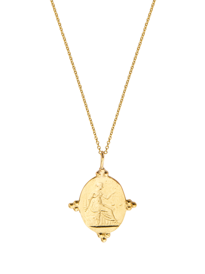 9ct gold goddess themis pendant necklace