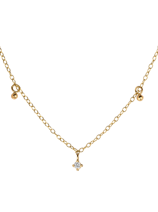 Gold delicate lab grown diamond drop necklace photo