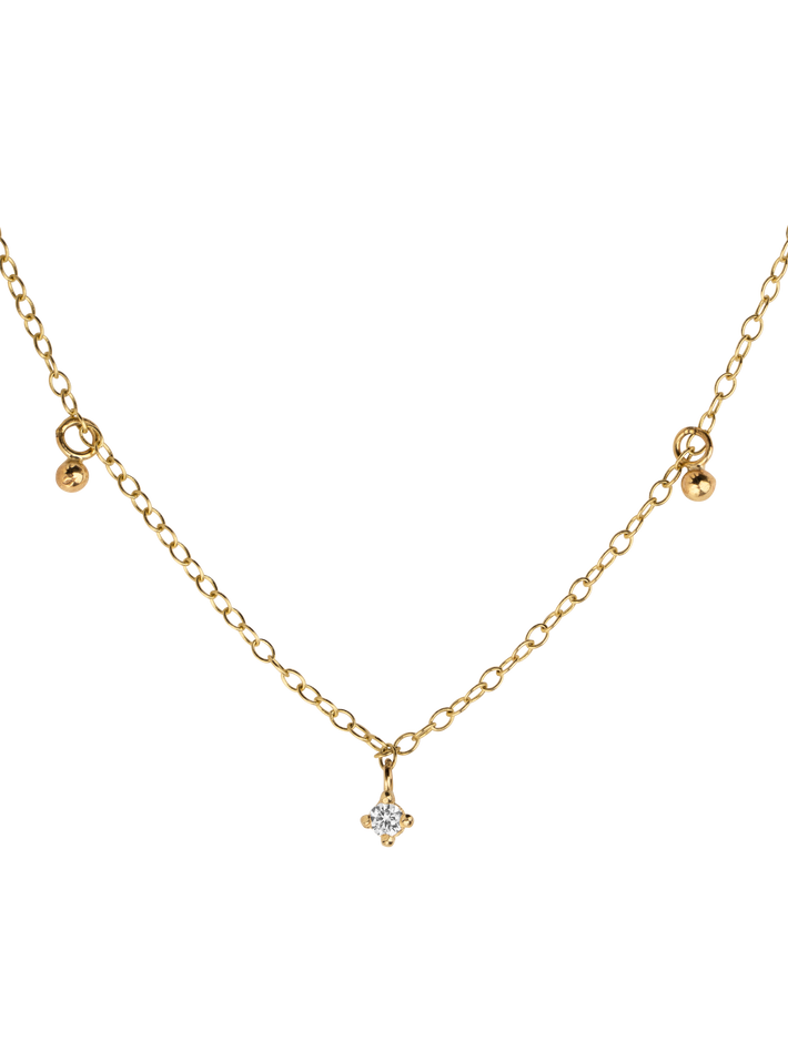 Gold delicate lab grown diamond drop necklace