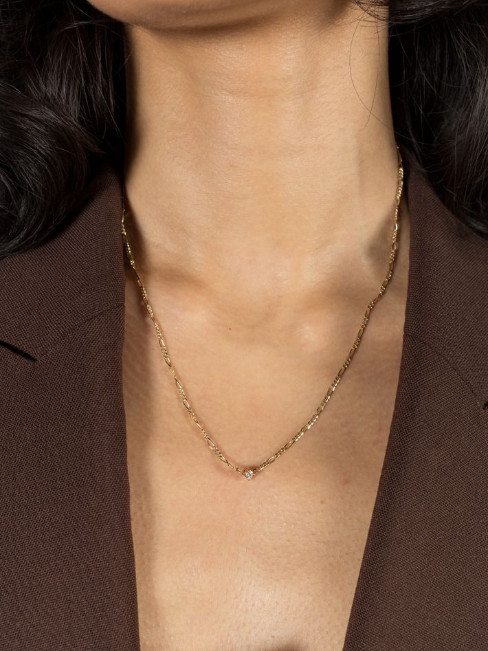 Gold lab grown diamond chain necklace