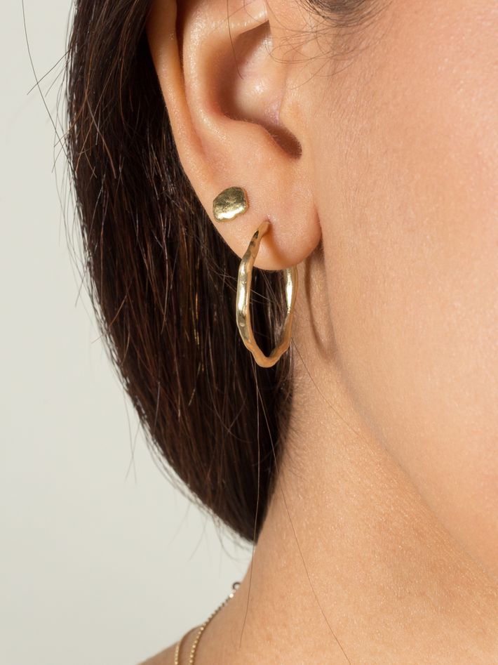 9ct Gold medium organic hoop earrings