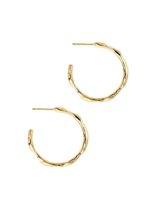 9ct Gold medium organic hoop earrings photo
