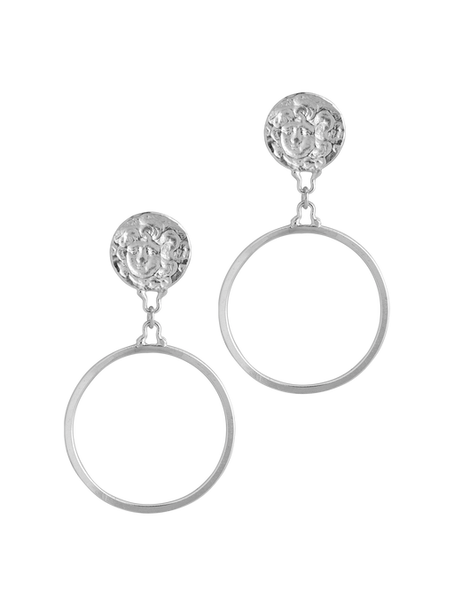 Silver medusa statement drop earrings photo