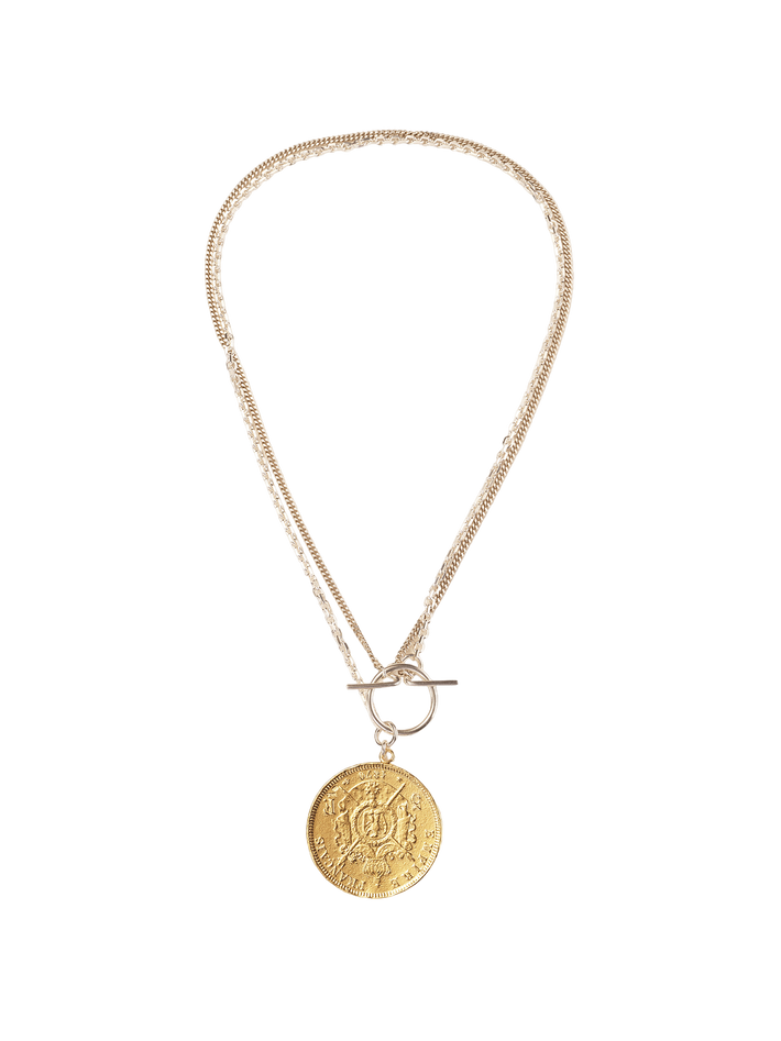 Long/short necklace with coin