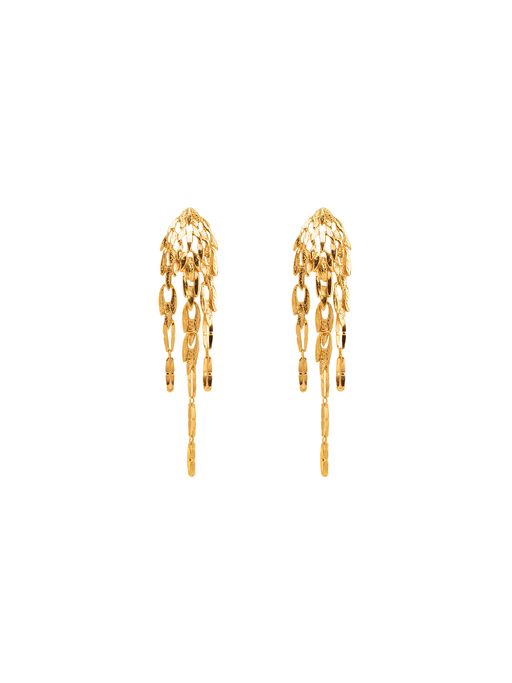 Stud earrings with dangling leaves photo