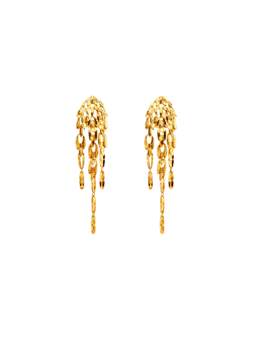 Stud earrings with dangling leaves photo