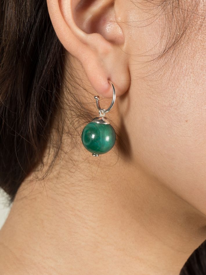 Triple charm hoops with coin, hand and green agate