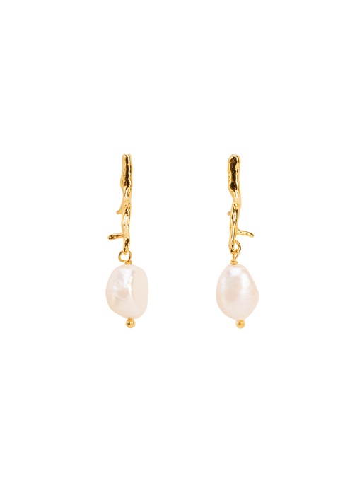 Branch-shaped stud earrings with pearl  photo