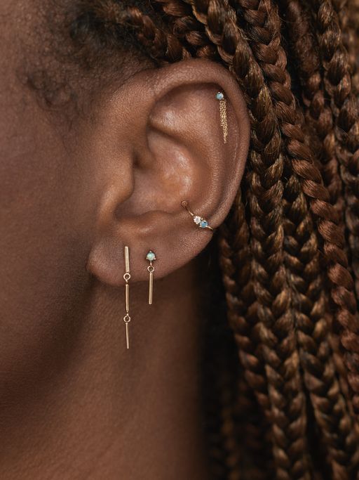 Opal and diamond two-step ear cuff photo