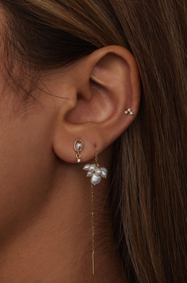 Pearl cloudburst threader earrings